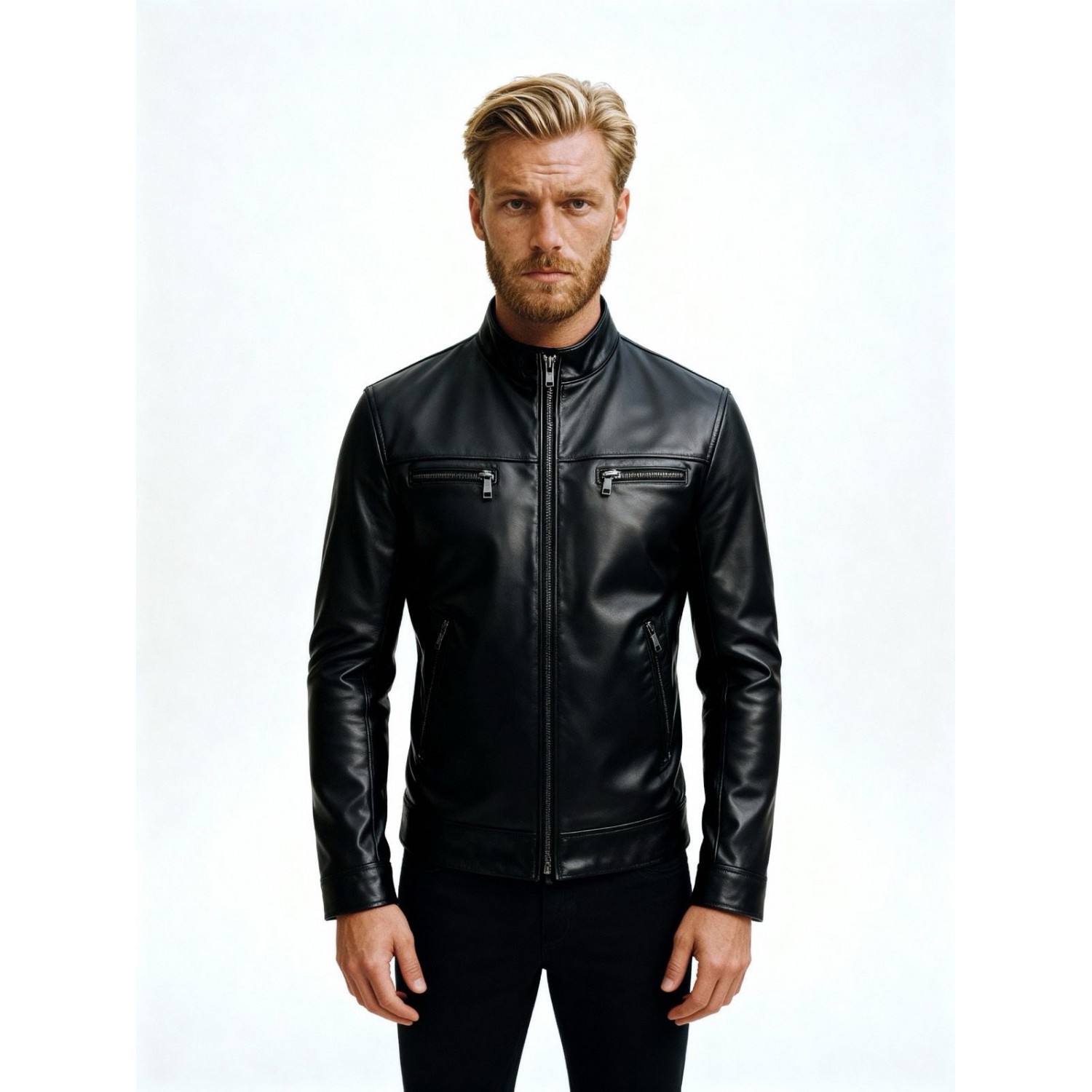 Life Style Butiken Ανδρικό jacket με όψη δέρματος LS12808 Black