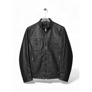 Life Style Butiken Ανδρικό jacket με όψη δέρματος LS12808 Black