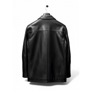 Life Style Butiken Ανδρικό δερμάτινο Jacket σακάκι με γιακά LS5308 BLACK