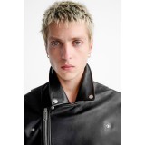 Life Style Butiken LS9816 Μαύρο Ανδρικό Δερματινακι Biker Κανονική Εφαρμογή 5
