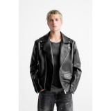 Life Style Butiken LS9816 Μαύρο Ανδρικό Δερματινακι Biker Κανονική Εφαρμογή 1