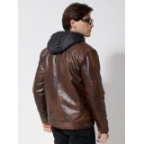 Life Style Butiken Ανδρικό δερματινάκι με επένδυση LS12171 Καφέ 3