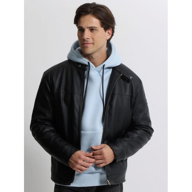Life Style Butiken Ανδρικό δερματινάκι με επένδυση LS12178 Black Ανδρικά