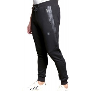 Ανδρική φόρμα σε 100% βαμβακερό ύφασμα με φερμουάρ στις τσέπες, λάστιχο στον ποδόγυρο και διακριτική ρίγα για χειμώνα TRESOR 6884 ΜΑΥΡΟ