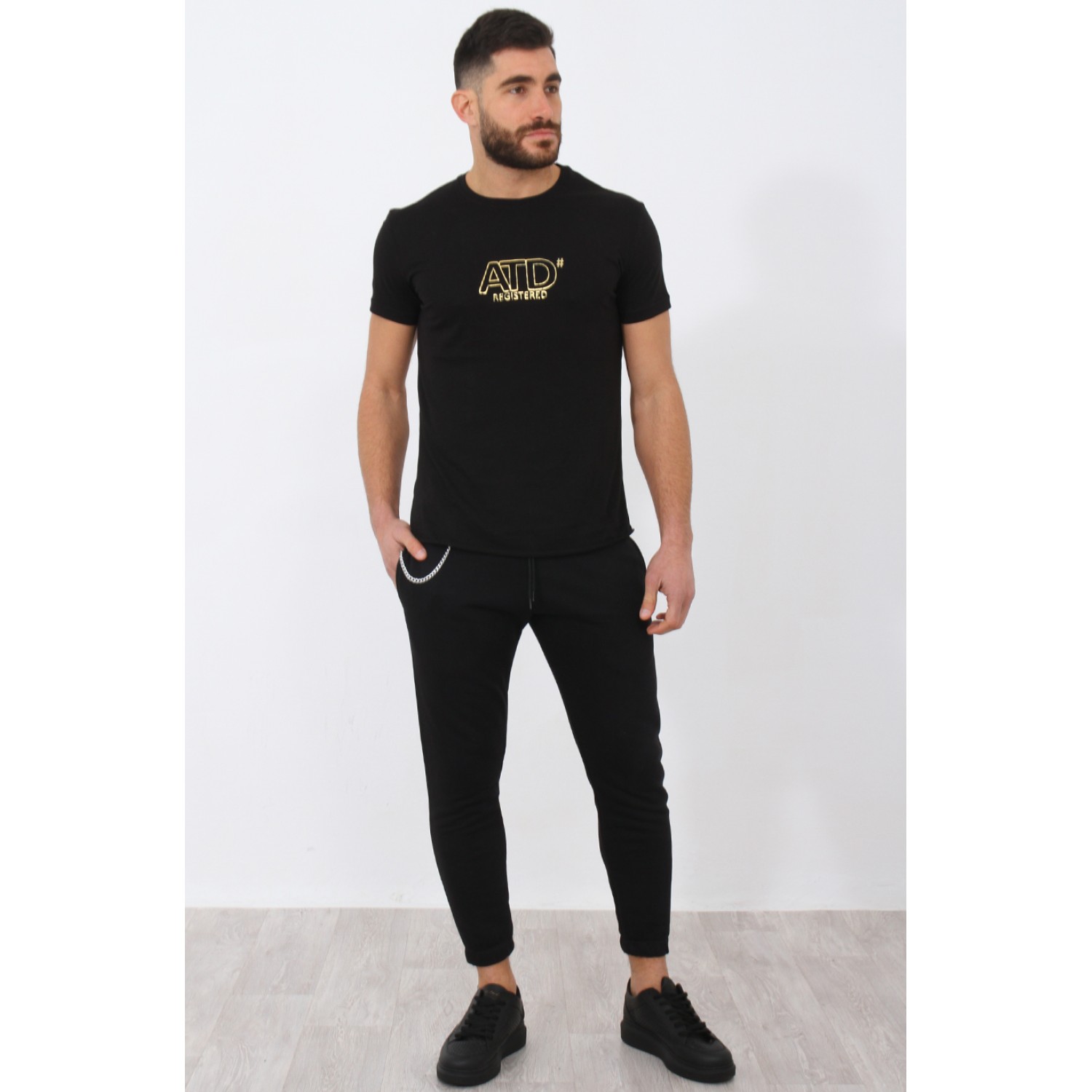 Ανδρική φόρμα ίσια με αλυσίδα Attitude 87031 Μαύρο