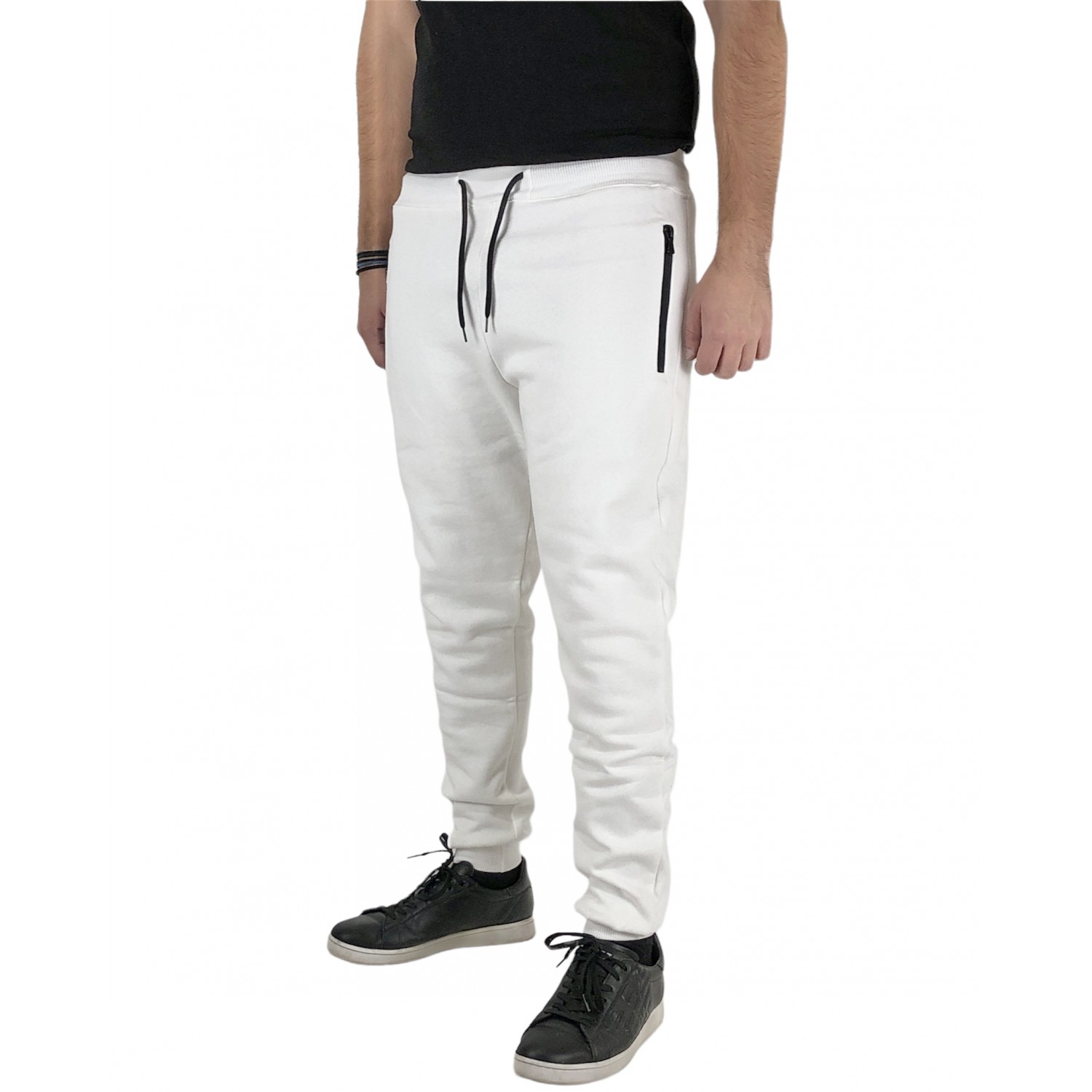 Ανδρική φόρμα παντελόνι με φερμουάρ στις τσέπες Attitude 88028 Λευκό