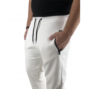 Ανδρική φόρμα παντελόνι με φερμουάρ στις τσέπες Attitude 88028 Λευκό