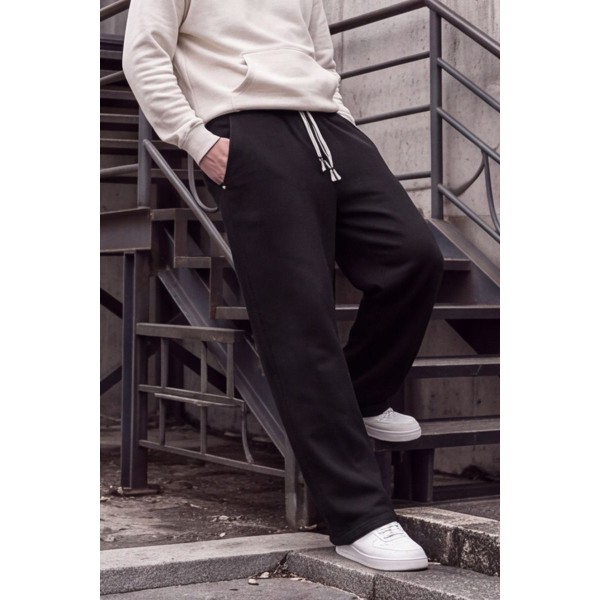 Life Style Butiken Ανδρική Φόρμα Baggy Fleece Βαμβακερή Φαρδιά Γραμμή με Κορδόνι LS17310 BLACK
