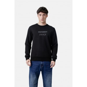 Life Style Butiken Ανδρική μακρυμάνικη φούτερ με στρογγυλή λαιμόκοψη LS12581053 Black