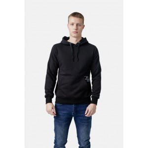 Life Style Butiken Ανδρική Μακρυμάνικη Μπλούζα Φούτερ με κουκούλα LS12581082 Black