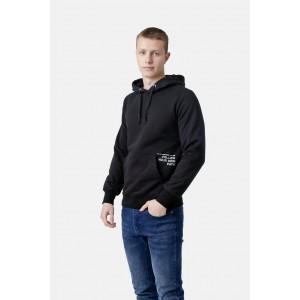 Life Style Butiken Ανδρική Μακρυμάνικη Μπλούζα Φούτερ με κουκούλα LS12581082 Black