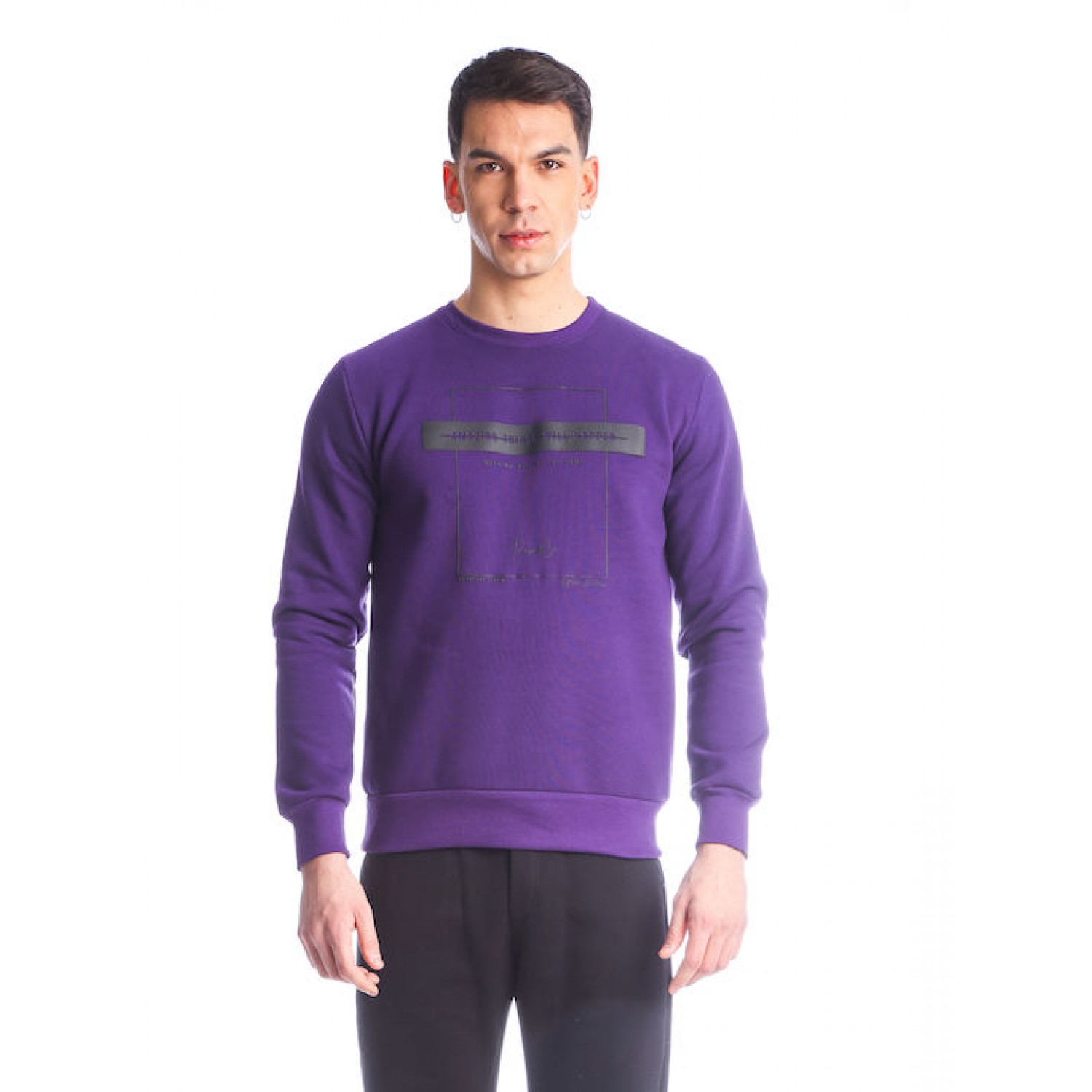 Paco & Co Ανδρικό Φούτερ με λαιμόκοψη 2288845 Μωβ