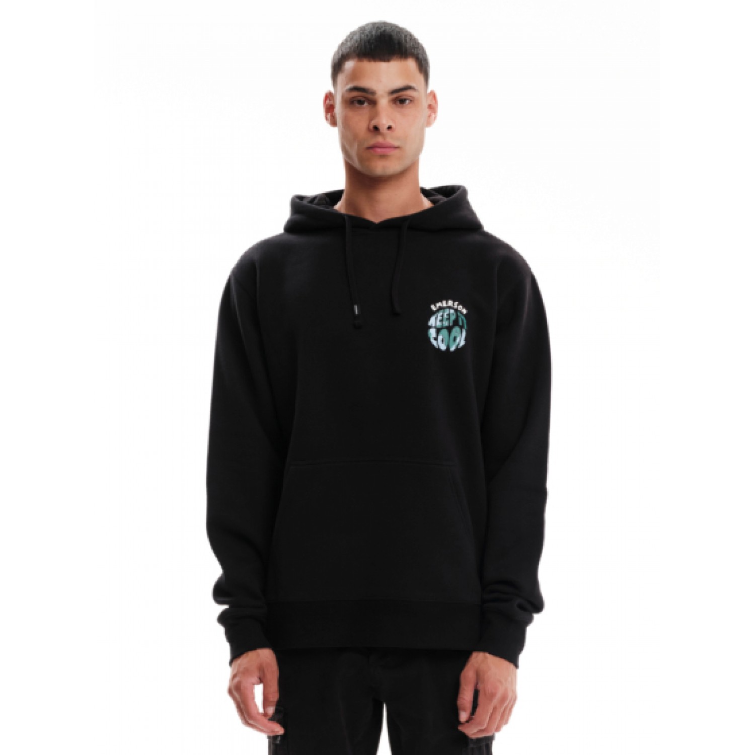 EMERSON Ανδρικό Φούτερ με Κουκούλα 232.EM20.11 Black Κανονική Εφαρμογή 