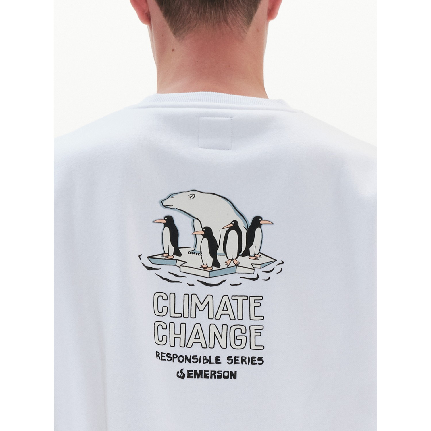 EMERSON 222.EM20.23 ΑΝΔΡΙΚΟ ΦΟΥΤΕΡ ΜΕ ΛΑΙΜΟΚΟΨΗ "CLIMATE CHANGE" WHITE