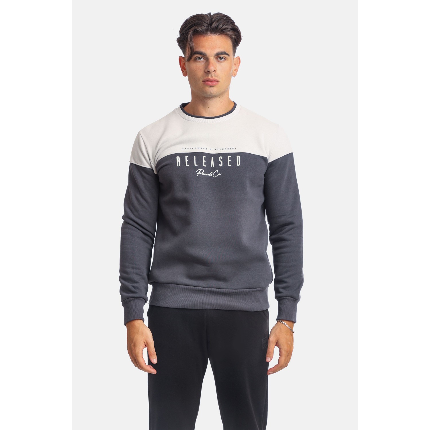 Paco & Co 2381058 Γκρι Ανδρικό Φούτερ με Λαιμόκοψη