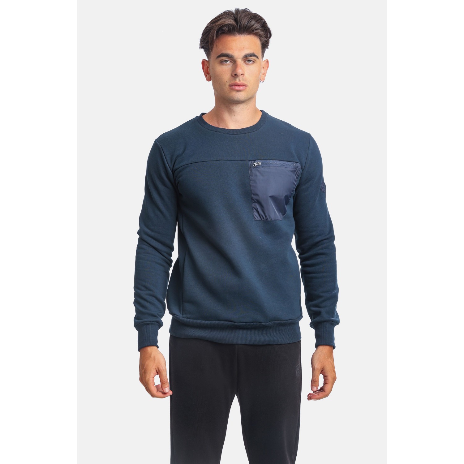 Paco & Co 2381060 Ανδρικό Φούτερ με Τσέπες και Λαιμόκοψη Navy