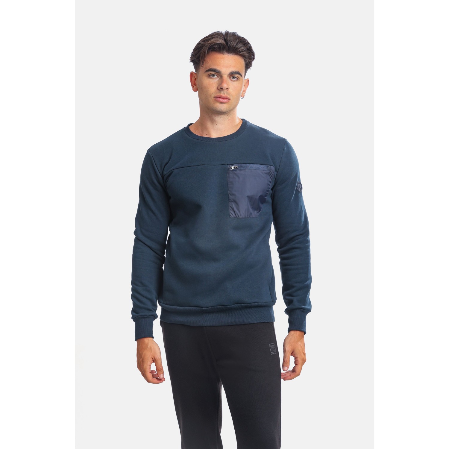 Paco & Co 2381060 Ανδρικό Φούτερ με Τσέπες και Λαιμόκοψη Navy