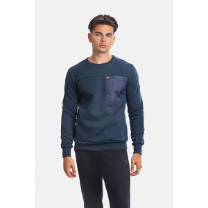 Paco & Co 2381060 Ανδρικό Φούτερ με Τσέπες και Λαιμόκοψη Navy