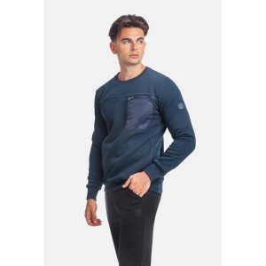 Paco & Co 2381060 Ανδρικό Φούτερ με Τσέπες και Λαιμόκοψη Navy