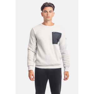 Paco & Co 2381060 Light Grey Ανδρικό Φούτερ με Τσέπες και Λαιμόκοψη