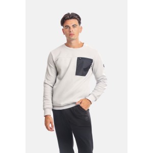 Paco & Co 2381060 Light Grey Ανδρικό Φούτερ με Τσέπες και Λαιμόκοψη