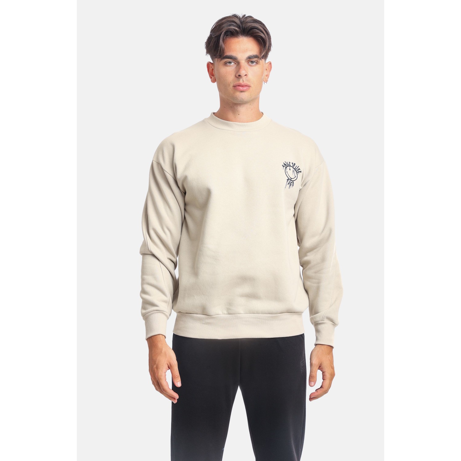 Paco & Co 2381062 Μπεζ Ανδρικό Φούτερ με λαιμόκοψη