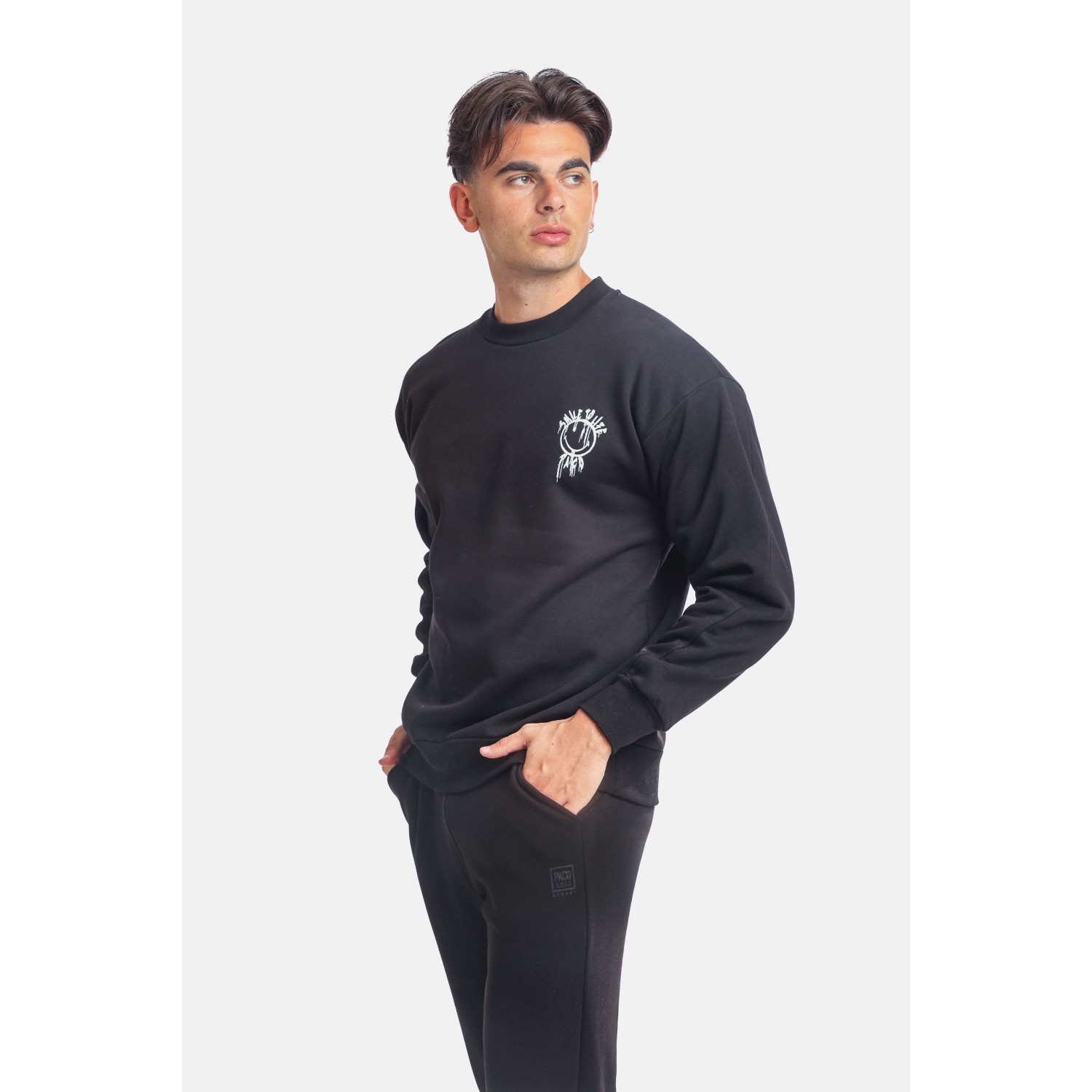 Paco & Co 2381062 Ανδρικό Φούτερ με λαιμόκοψη Μαύρο