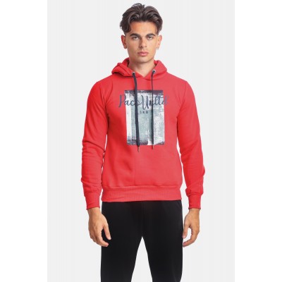 Paco & Co 2381073 Κόκκινο Ανδρικό Φούτερ με Κουκούλα