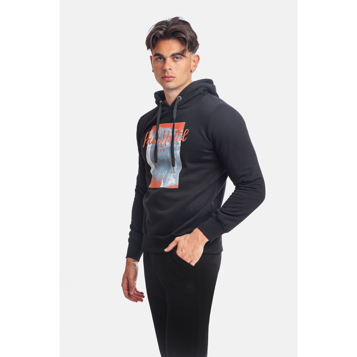 Paco & Co 2381073 Μαύρο Ανδρικό Φούτερ με Κουκούλα