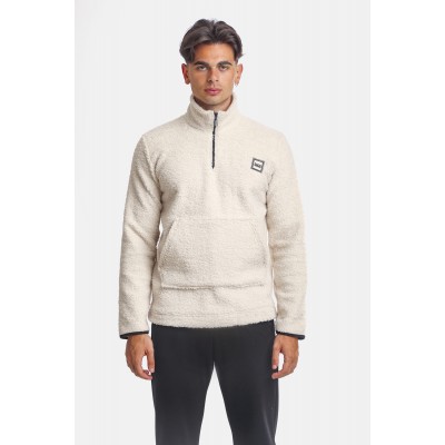 Paco & Co 2381896 Εκρού Ανδρική Μπλούζα Προβατάκι Με Φερμουάρ Στο Λαιμό