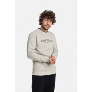 Life Style Butiken LS12481054 Εκρού Ανδρική μακρυμάνικη φούτερ με στρογγυλή λαιμόκοψη Κανονική Εφαρμογή