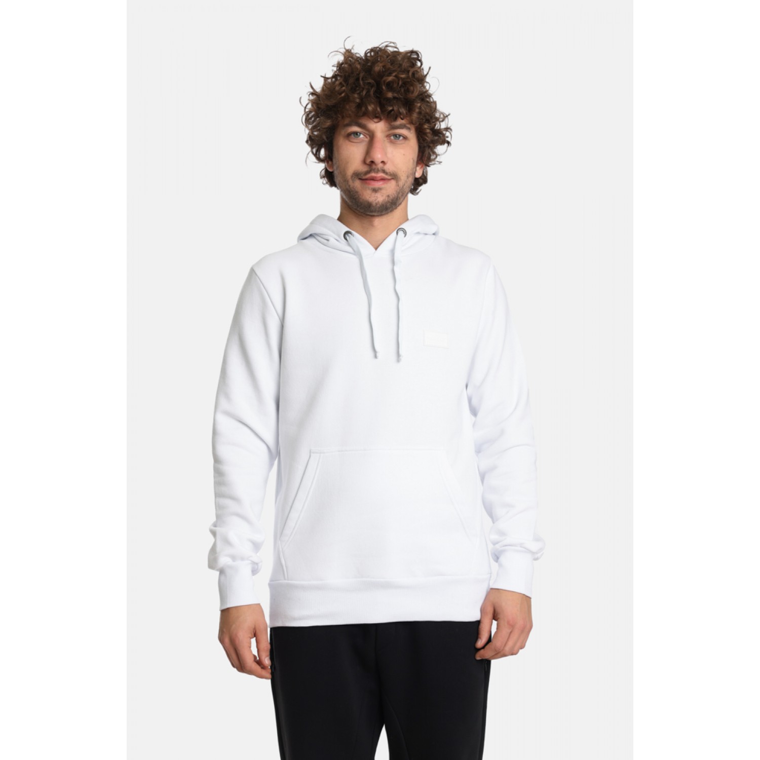 Life Style Butiken LS12481070 Λευκό Ανδρική Μακρυμάνικη Μπλούζα Φούτερ με κουκούλα και τσέπη Κανονική Εφαρμογή