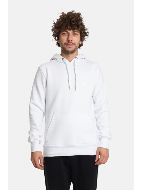 Life Style Butiken LS12481070 Λευκό Ανδρική Μακρυμάνικη Μπλούζα Φούτερ με κουκούλα και τσέπη Κανονική Εφαρμογή