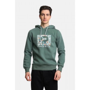 Life Style Butiken LS12481073 Μέντα Ανδρική Μακρυμάνικη Μπλούζα Φούτερ με κουκούλα Κανονική Εφαρμογή