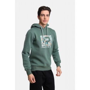 Life Style Butiken LS12481073 Μέντα Ανδρική Μακρυμάνικη Μπλούζα Φούτερ με κουκούλα Κανονική Εφαρμογή