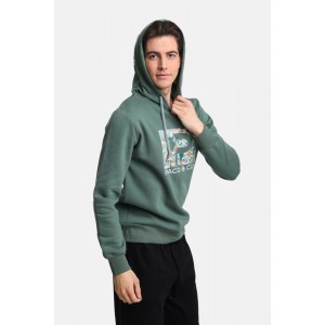 Life Style Butiken LS12481073 Μέντα Ανδρική Μακρυμάνικη Μπλούζα Φούτερ με κουκούλα Κανονική Εφαρμογή