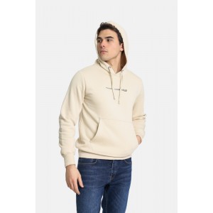 Life Style Butiken LS12481081Εκρού Ανδρική Μακρυμάνικη Μπλούζα Φούτερ με κουκούλα και τσέπη Κανονική Εφαρμογή