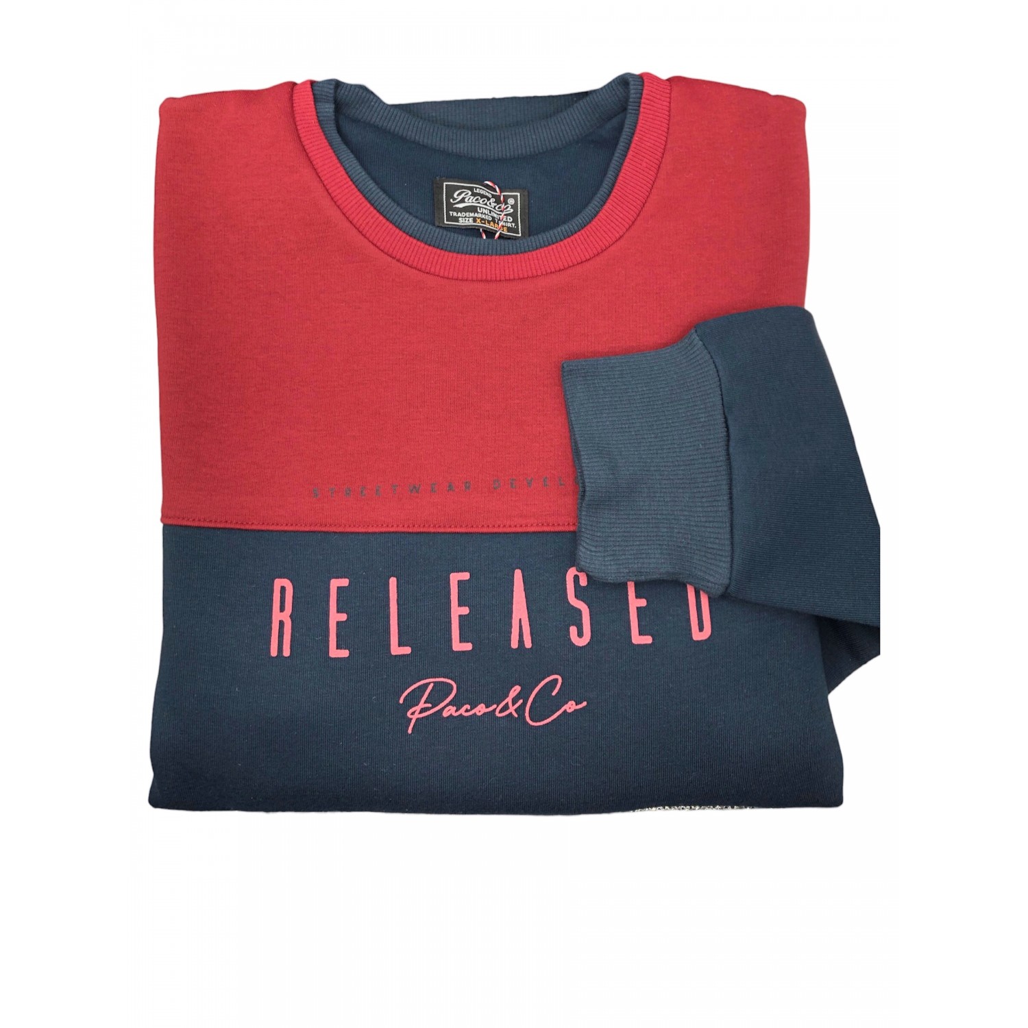 Paco & Co 2381058 Navy Ανδρικό Φούτερ με Λαιμόκοψη