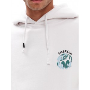 EMERSON Ανδρικό Φούτερ με Κουκούλα 232.EM20.11 Off White Κανονική Εφαρμογή