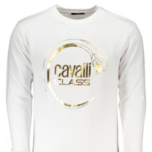 CAVALLI CLASS Ανδρική Μακρυμάνικη Μπλούζα Φούτερ Κανονική Εφαρμογή RXT65ACF062_BI00053 Λευκό