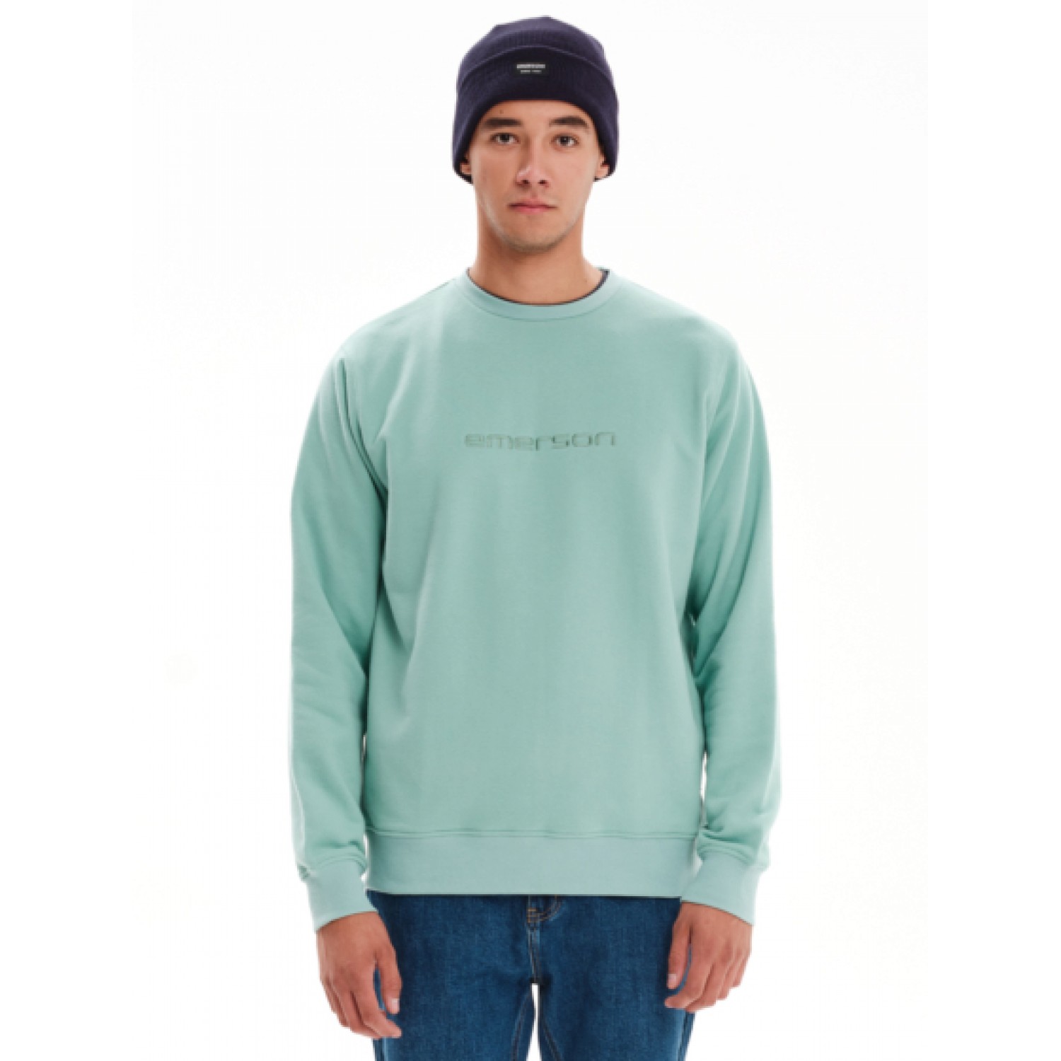 EMERSON Ανδρικό Φούτερ με Στρόγγυλη Λαιμόκοψη 232.EM20.10 Μέντα Κανονική Εφαρμογή