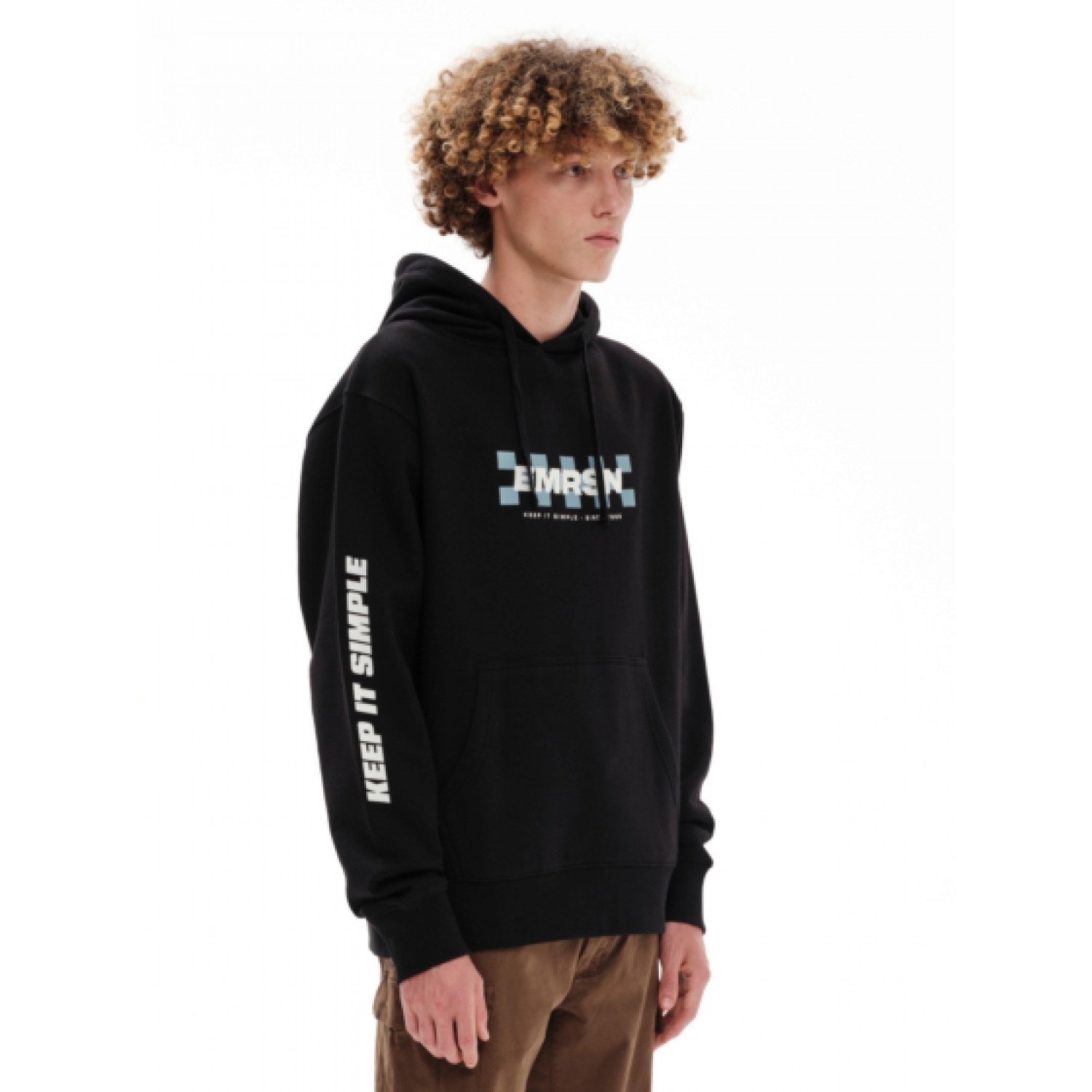 EMERSON Ανδρικό Φούτερ με Κουκούλα 232.EM20.03 Black Κανονική Εφαρμογή