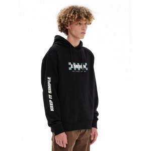 EMERSON Ανδρικό Φούτερ με Κουκούλα 232.EM20.03 Black Κανονική Εφαρμογή