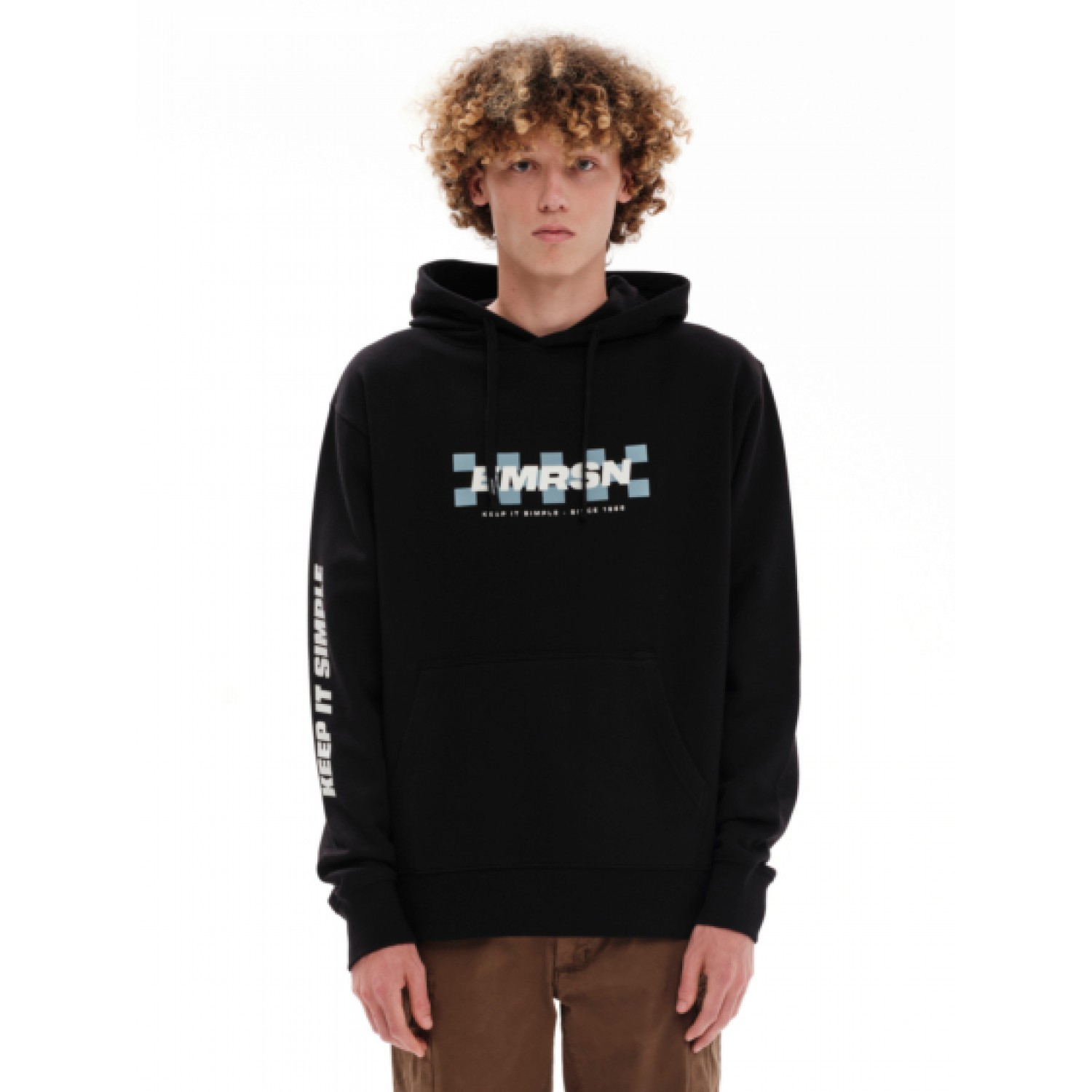 EMERSON Ανδρικό Φούτερ με Κουκούλα 232.EM20.03 Black Κανονική Εφαρμογή