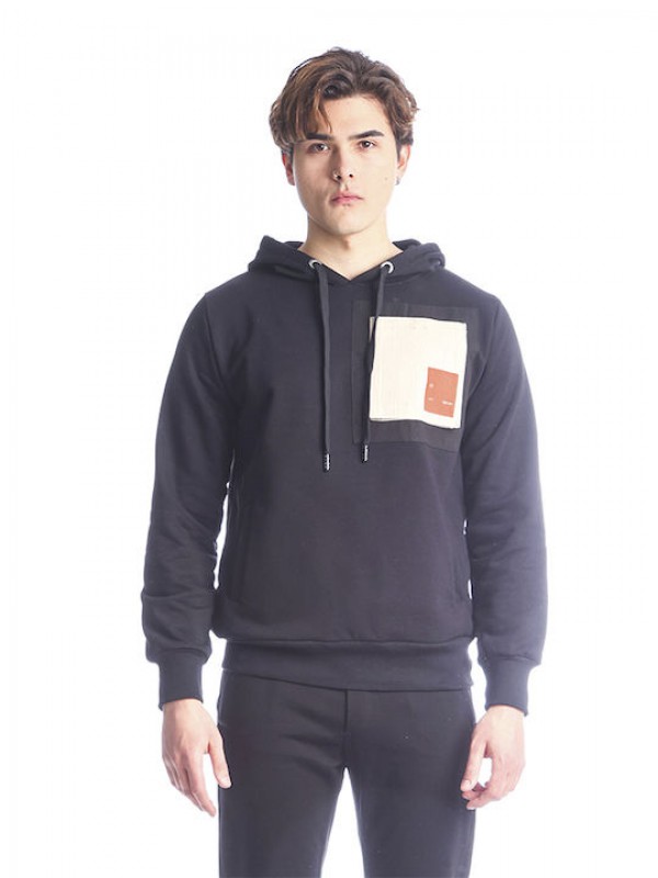 Ανδρικό Φούτερ με Κουκούλα και Τσέπες Paco & Co 2288879 black