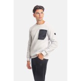 Paco & Co 2381060 Light Grey Ανδρικό Φούτερ με Τσέπες και Λαιμόκοψη 3