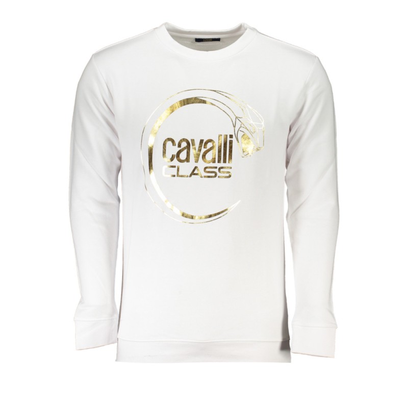 CAVALLI CLASS Ανδρική Μακρυμάνικη Μπλούζα Φούτερ Κανονική Εφαρμογή RXT65ACF062_BI00053 Λευκό Ανδρικά