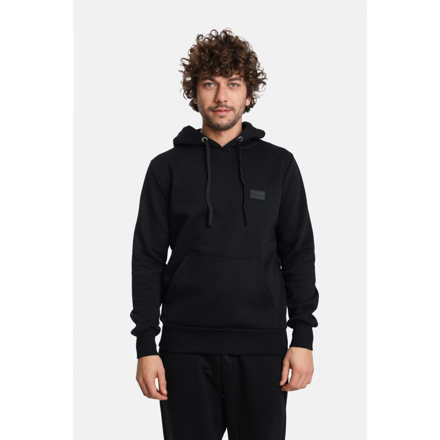 Life Style Butiken Butiken Ανδρική Μακρυμάνικη Μπλούζα Φούτερ με Κουκούλα LS12481070 Black