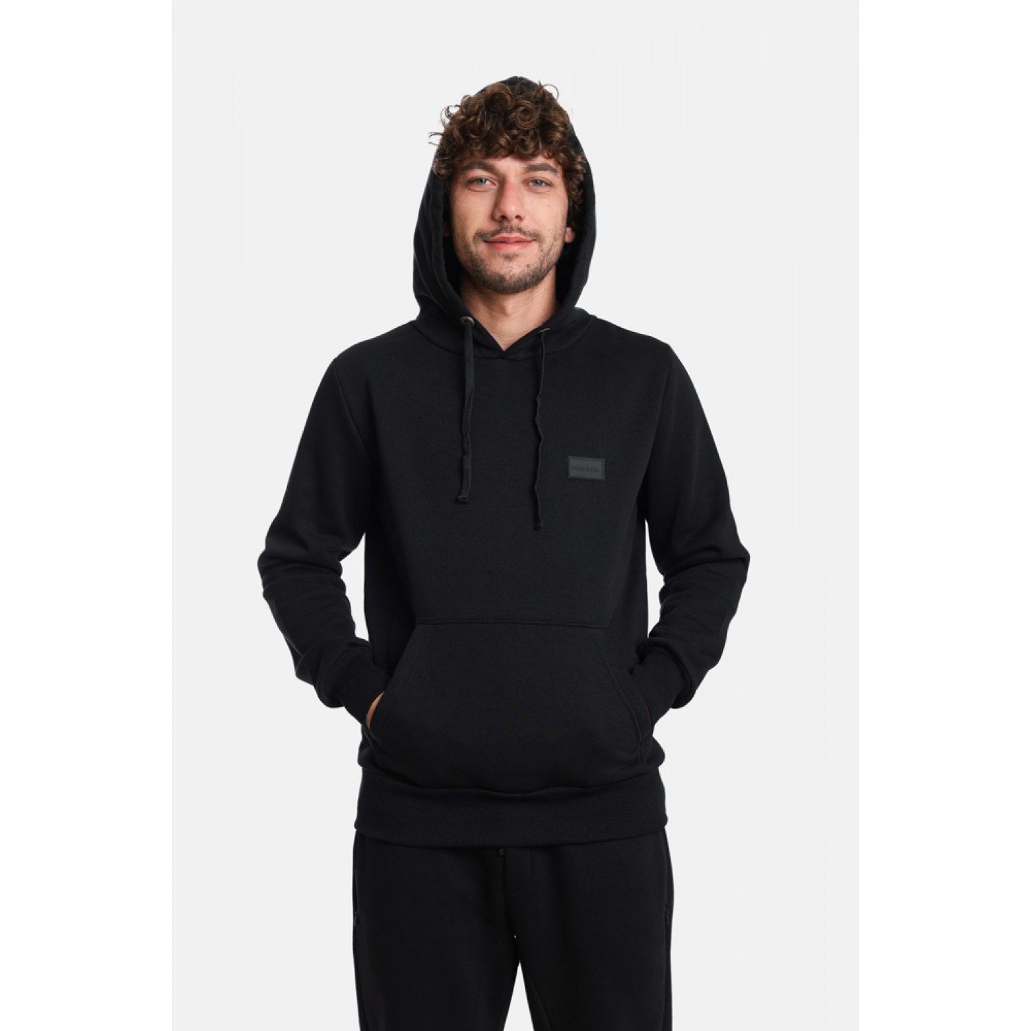 Life Style Butiken Butiken Ανδρική Μακρυμάνικη Μπλούζα Φούτερ με Κουκούλα LS12481070 Black