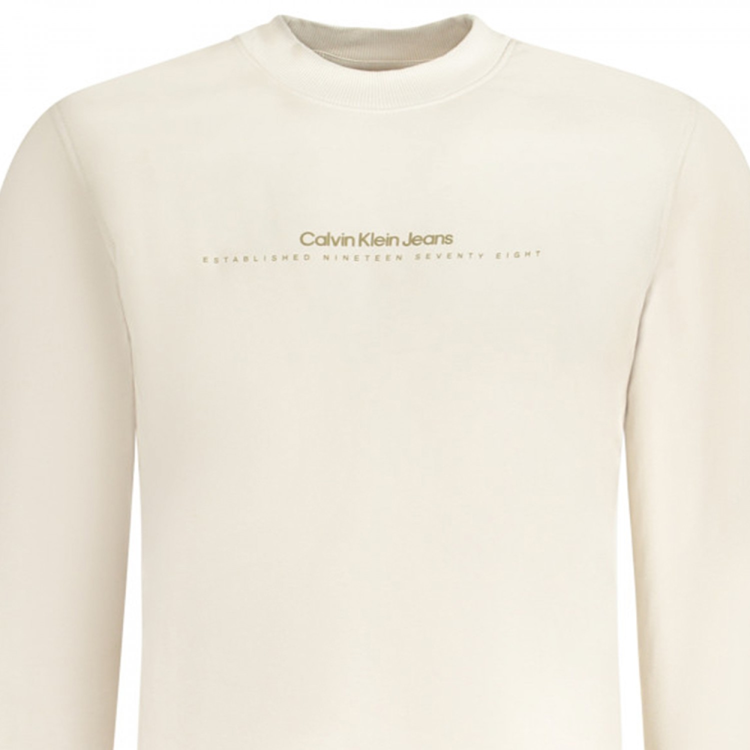 CALVIN KLEIN Ανδρική Μακρυμάνικη Μπλούζα Φούτερ Με Στρογγυλή Λαιμόκοψη J30J327119_BEPDH Εκρού